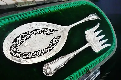 Immaculate Cased Antique Sterling Silver Fish Servers Mappin & Webb 1906 • $739.79