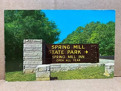 Entrance Sign Spring Mill State Park Mitchell Indiana Chrome Postcard 256 • $4.80