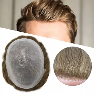 Mens Toupee Ultra Thin Skin Hairpiece Invisible Poly PU Hair Replacement Systems • $149