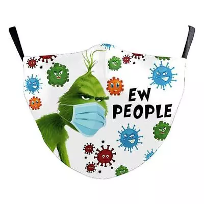 With PM2.5 Filter 3D Green Grinch Face Masks Unisex Mask Washable Reusable Au! • $15.39