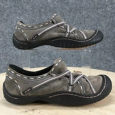 J-41 Shoes Womens 7.5 M Essence Adventure On Low Hiking Slip On Grey Suede Flats • $21.99
