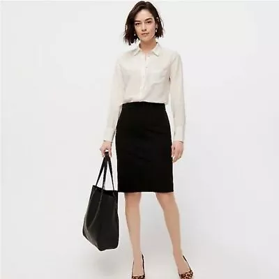 J. Crew  The Pencil Skirt  Black 100% Cotton Size 2 • $24.99