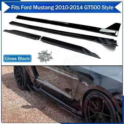 Fits 10-14 Ford Mustang GT500 Style Side Skirts Extension W/ Winglet Gloss Black • $123.39