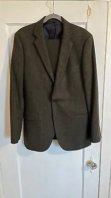J.Crew Mens Slim Thompson Suit Jacket(42L)/Pants(34x32) Wool Olive Green  • $175