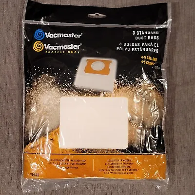 $10.99 • Buy Vacmaster 4-5 Gallon Standard Dry Vacuum Dust Filter Bags 3 Pack VDB45 Bulk Deal