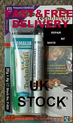 Bath Shower Sink Repair Kit WHITE Fix Filler Chips Ceramic Enamel Acrylic E • £9.99