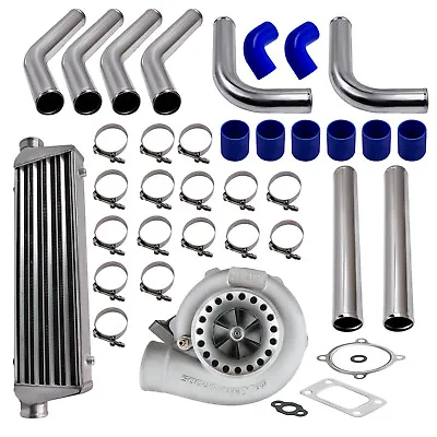 GT35 GT3582 Turbo Turbine T3 Ar.63 4-Bolt  + Turbocharger Intercooler Piping Kit • $371.76