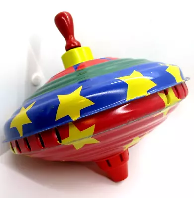 Vintage Working Spinning 7 Inch Metal Spin Top Colorful Stars • $27.99