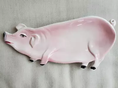 Vintage Ceramic Pink Farm Pig Piggy Hand Painted Spoon Rest Made In Italy 6467 • $16