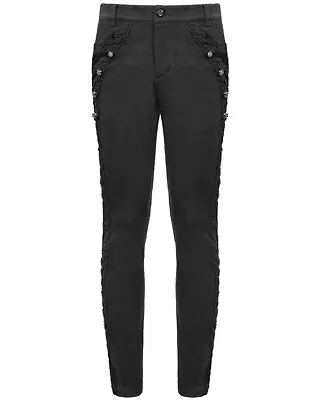 Devil Fashion Mens Gothic Steampunk Dress Pants Trousers Black Damask Lacing VTG • $86.31