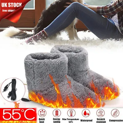 £12.49 • Buy Winter Electric USB Warmer Foot Shoes Plush Heated Warm Soft Slipper Home Shoes