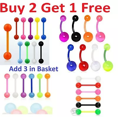 £1.59 • Buy Plastic Pregnancy Belly Bar Glow In Dark Tongue Bar Body Piercing Jewellery Bar
