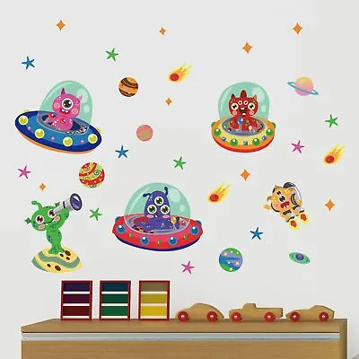 Aliens & UFO Fabric Wall Stickers - Non-Toxic Removable Decals • $26.75