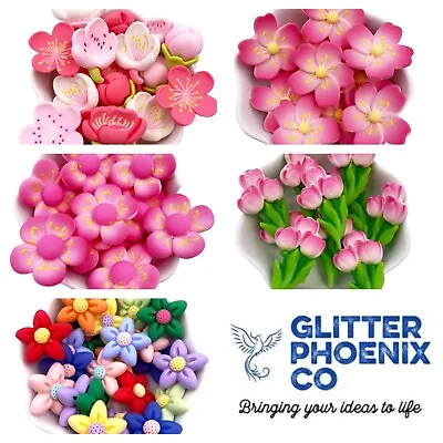 5pcs Multi-Style Flowers Flat-back Resin Cabochon Embellishment • £2.80