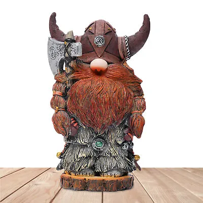Nordic Viking Axe Warrior Gnome Doll Statue Garden Decoration Ornaments Resin • £21.19