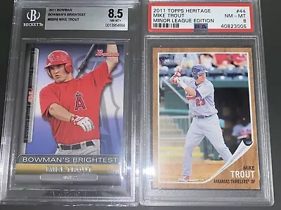 Mike Trout RC Lot 2011 Bowman’s Brightest BGS 8.5 And Topps Heritage PSA 8 • $89.99