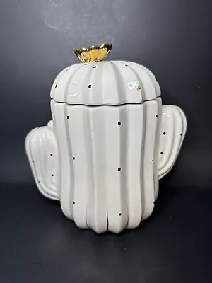 Pantry By Twine Cactus Jar White With Gold Flower And Dots Shaped Container • $26