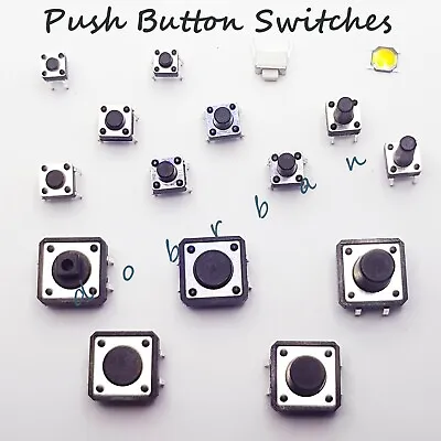 Push Click Tactile Switch PCB Round Button Black Momentary Small Mini Micro • £1.69