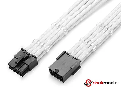 8 Pin Pcie White GPU  PSU Sleeved Power Supply Extension Shakmods + 2 Cable Comb • £8.99