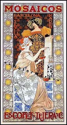 Mosaico 1900 Spanish Tiles Vintage Poster Print Art Nouveau Barcelona Spain • $21.58