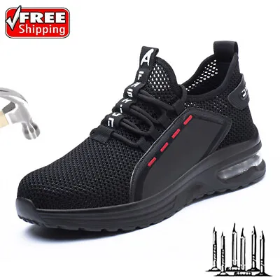 Men Steel Toe Work Boots Casual Safety Shoes Lightweight Non Slip Sneakers Size9 • $41.84