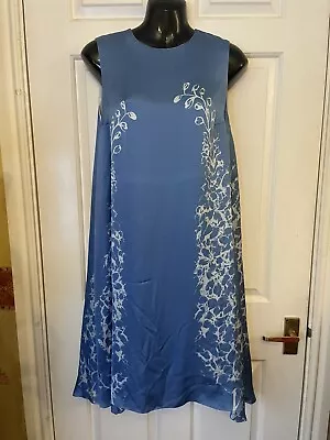 Mulberry Cobalt Blue A-Line  Silk Lined Dress 36” Bust Stunning Movement & Feel • £75