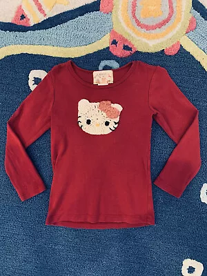 Hello Kitty Misha Lulu 2T Girls Crochet Burgundy L/S Cotton Shirt - Made In USA • $12.97