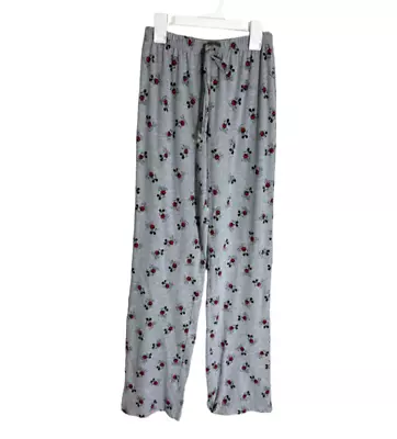 Disney Mickey Mouse Pajama Pants Women's Juniors Size Small 3/5 Gray Draw String • $8.99