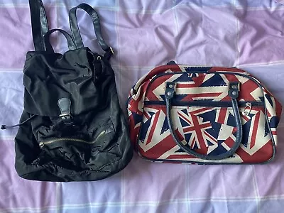 Women’s New Look Union Jack Carry On Plane Bag & Primark Black Rucksack • £15