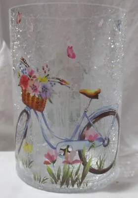 Yankee Candle Clear Crackle Large Jar Holder J/H ART IN THE PARK Bike Birdhouse • £73.76