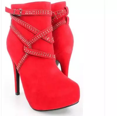 Women Studded Ankle Boots Stilettos High Heels Platform Zipper 4 Colors • $88.57