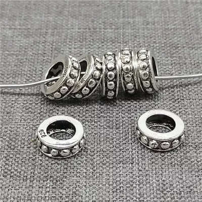 10pcs Of 925 Sterling Silver Large Hole Round Spacer Beads For Bracelet • $14.47