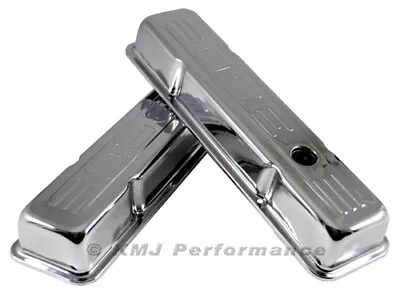 58-86 SBC Chevy Chrome 350 Logo Short Valve Covers - Small Block 283 327 400 • $45.99