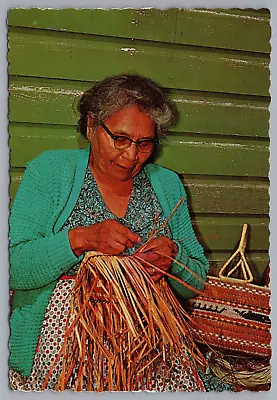 Matilda McCarty-Makah Indian Basket Weaver-Neah Bay WA Vintage  Postcard • $5.99