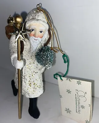 Santa Father Frost Dept. 56 Vintage W/ Cane Tree & Backpack Of Logs Ornament NEW • $29.99