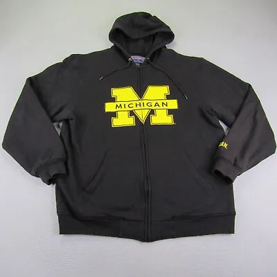 Vintage Michigan Wolverines Hoodie Mens Large Thermal Lined Zip Up Champs Jacket • $25.98