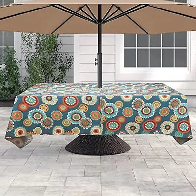 60 X84  Rectangle Tablecloth With Umbrella Hole And Zipper Washable Waterproof W • $37.19