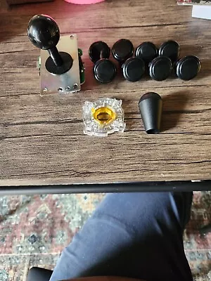 Sanwa JLF-TP-8YT Joystick 8x Sanwa Black OBSF-30 Buttons Octa Gate Bat Top! • $29