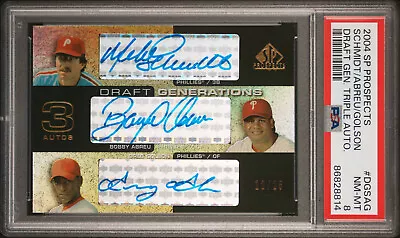 2004 SP Prospects MIKE SCHMIDT BOB ABREU Draft Generations Triple Auto /25 PSA 8 • $289.95