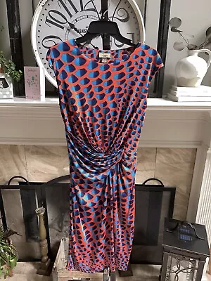 ISSA LONDON Gathered Sleeveless Geometric Knee Length Dress Sz 6 • $69.99