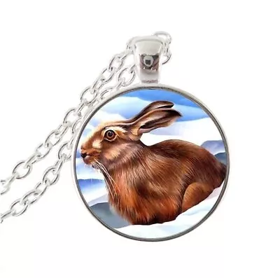 RABBIT MOON BROWN Large Charm Pendant 22  Sterling Silver 925 Necklace Gold Box • $13.99