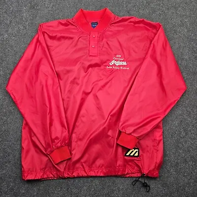 Mizuno Pullover Mens Large 42-44 Red Windbreaker Cleveland Indians Baseball VTG • $39.95