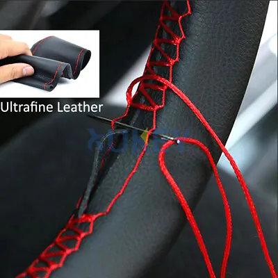 $8.99 • Buy Car Steering Wheel Cover DIY Hand Sewing Fine Leather Auto W/ Needle & Thread US