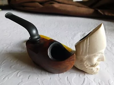 Vintage Dutch Clog Smoking Pipe & Meerschaum Pasha Yellow Stem Pipe • $49