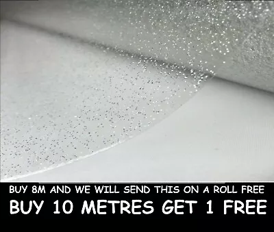£4.75 • Buy Silver Glitter Clear Plastic Table Cloth Protector Easy Wipe Clean Vinyl PVC 