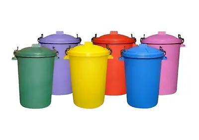 £26.99 • Buy 80l Plastic Dustbin Food Grade Animal Feed Storage Recycling Bin Plastic Handles