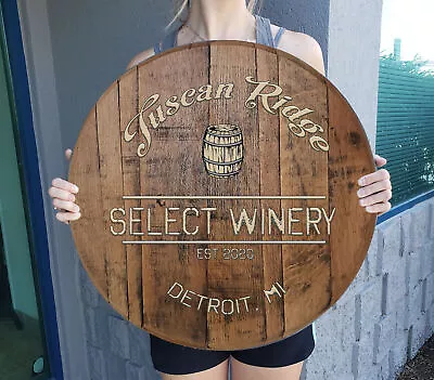 Winery Wine Barrel Personalized Bar Sign For Home Bar Decor Wall Art • $89.95