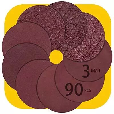 3 Inch Sanding Discs 90 PCS Assorted Hook And Loop 3 In No Hole Sandpaper Orb... • $18.43