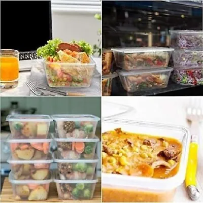 Plastic Food Containers With Lids Takeaway Microwave Freezer Safe Storage Boxes • £5.99