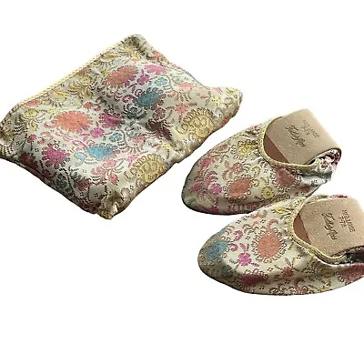 Feather Mocs Shoes Womens 7 - 7.5 Foldable Flat Ballet Slipper Floral Multicolor • $38.41